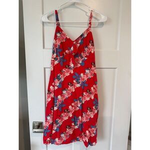 Disney Her Universe Lilo & Stitch Hibiscus Tie Front Dress Red Floral SM NWT